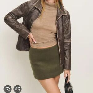 Reformation Carla Low Waist Green Skirt